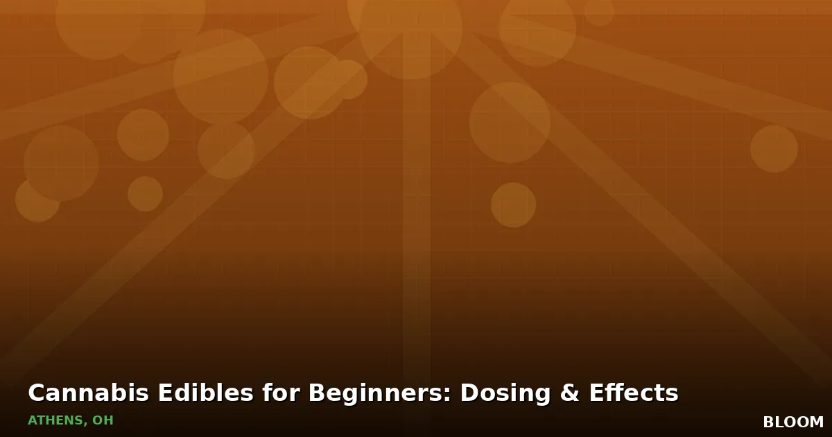 Orange Bloom title graphic reading Cannabis Edibles for Beginners: Dosing & Effects, Athens, OH