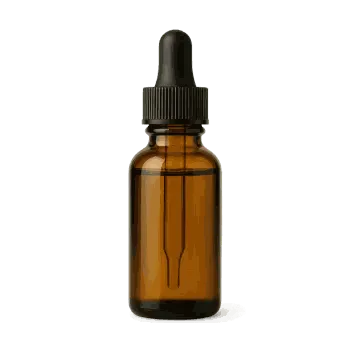An amber tincture bottle with a dropper