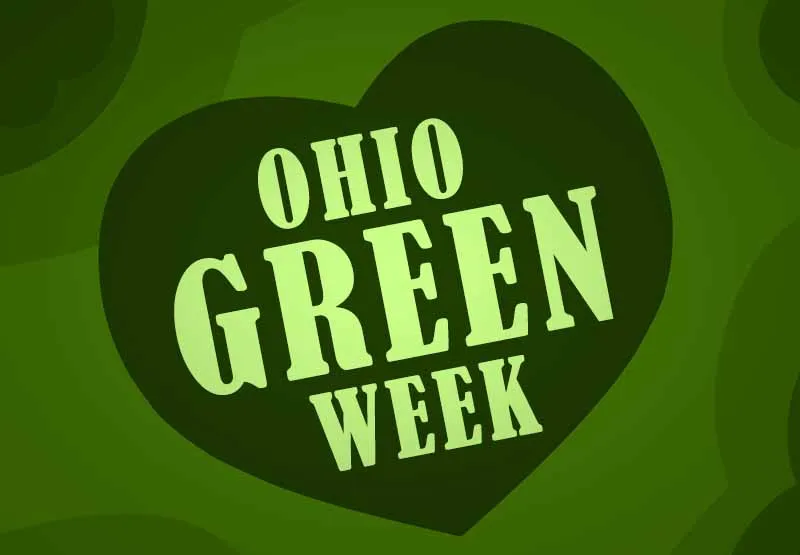 Ohio Green Week lettering inside a dark green heart