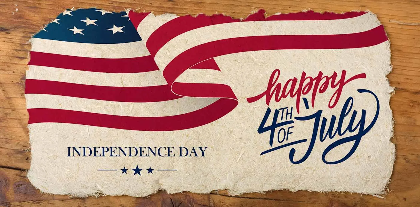 Happy 4th of July Independence Day banner with an American flag
