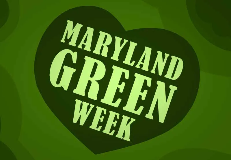 Maryland Green Week lettering inside a dark green heart
